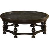 Plantation Round Cocktail Table in Wood & Glass