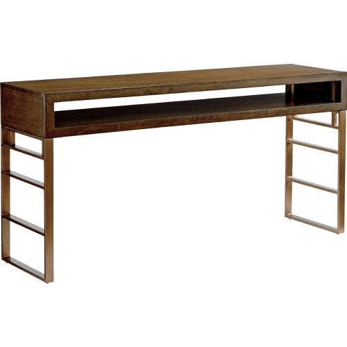 Kenetic 60" Office Console Desk in Mocha on Aged Bronze Metal Base
