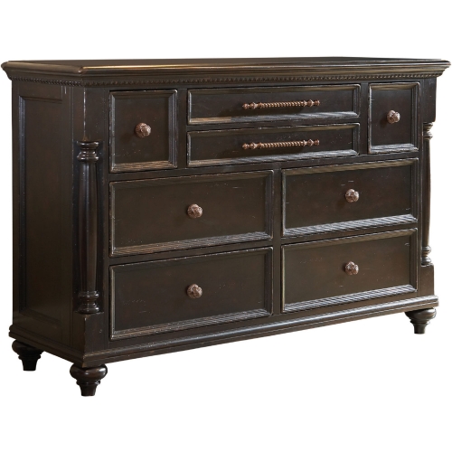 Stony Point 8 Drawer Triple Dresser in Tamarind Black Finish