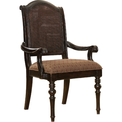 Isla Verde Dining Arm Chair in Tapestry Fabric & Black Wood (Set of 2)