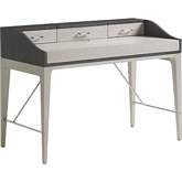 Anthology Writing Desk in Gray Linen & Fumed Wood