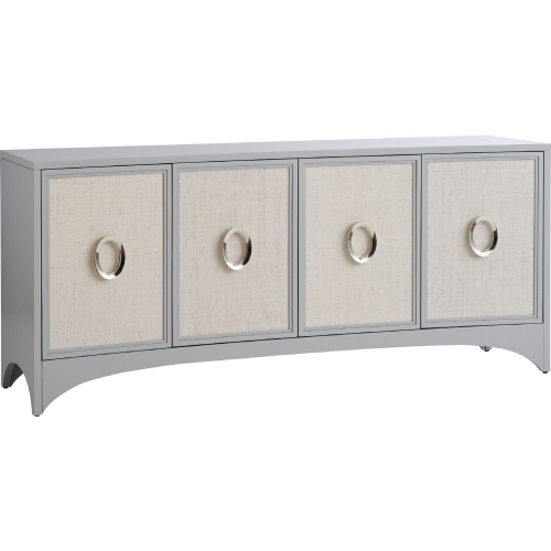 Newbury Park 78" Media Console TV Stand in Gray & Raffia