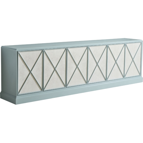 Rosalind 103" Media Console TV Stand in Light Blue & Faux Shagreen