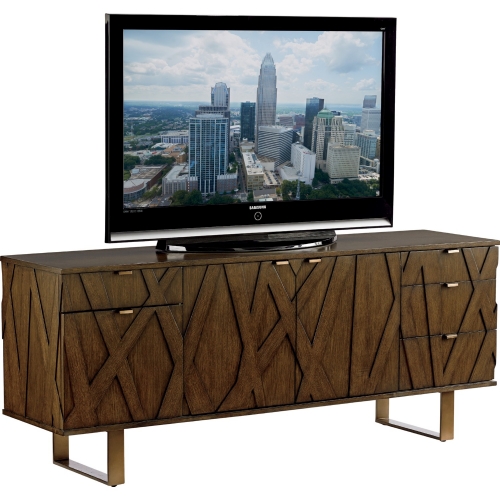 Ellison 73" Media Center TV Stand in Mocha with Asymmetrical Wooden Overlays