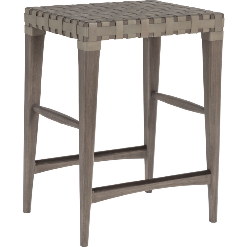 Milo Backless Counter Stool in Gray Top Grain Leather & Brushed Gray Wood