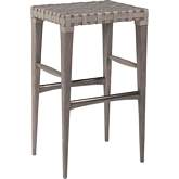 Milo Backless Bar Stool in Gray Top Grain Leather & Brushed Gray Wood