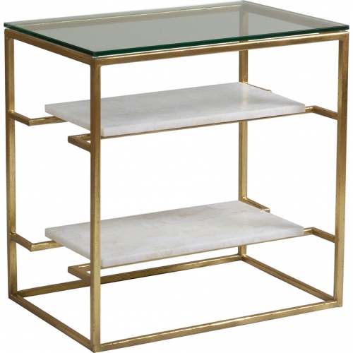 Cumulus Tier Table in Gold, White Crystal Stone & Glass