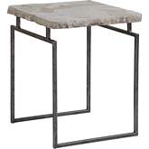 Gardner Spot End Table in Fossilized White Clam Shell & Iron