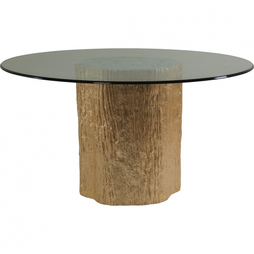 Trunk Segment 56" Round Dining Table in Gold Leaf, Shell & Glass