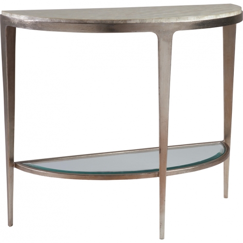Gravitas Console Table in Capiz Shell, Iron & Tempered Glass