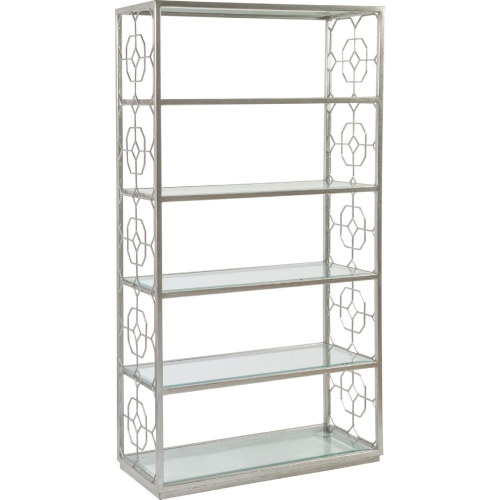 Honeycomb Etagere Bookcase in Silver Leaf Metal & Glass