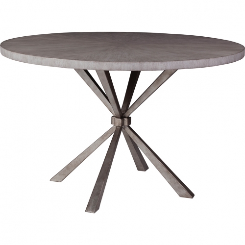 Iteration 48" Round Dining Table in Gray Wood & Silver Iron