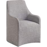 Riley Dining Arm Chair in Gray Fabric (Set of 2)