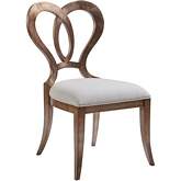 Melody Dining Chair in Silver Mahogany & Vanilla Fabric (Set of 2)