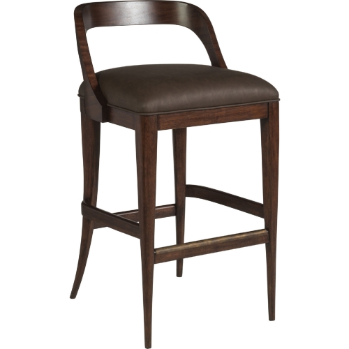 Beale Low Back Bar Stool in Walnut Finish & Brown Leatherette