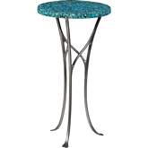 Isidora Turquoise Spot End Table in Gray Silver Wood & Stainless