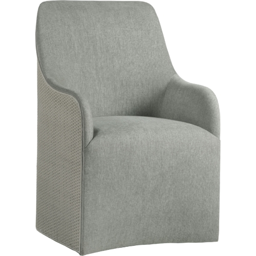 Riley Woven Dining Arm Chair with Casters in Gray Cane & Chenille (Set of 2)