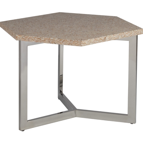 Inamorata Hexagonal Bunching End Table in Rattan & Stainless