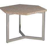 Inamorata Hexagonal Bunching End Table in Rattan & Stainless