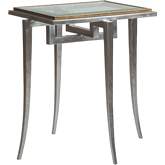 Huxley Spot End Table in Iron, Brass & Tempered Glass