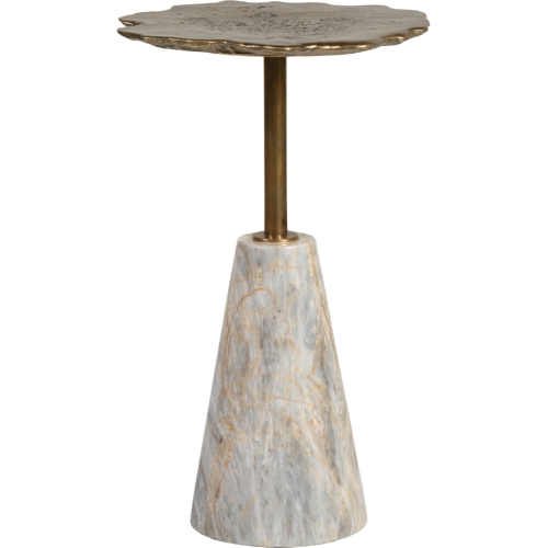 Moriarty Round Spot End Table in Bronze & Marble