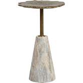 Moriarty Round Spot End Table in Bronze & Marble