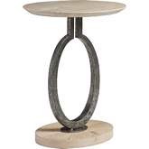 Clement Oval Spot End Table in Desert Stone, Oak & Iron