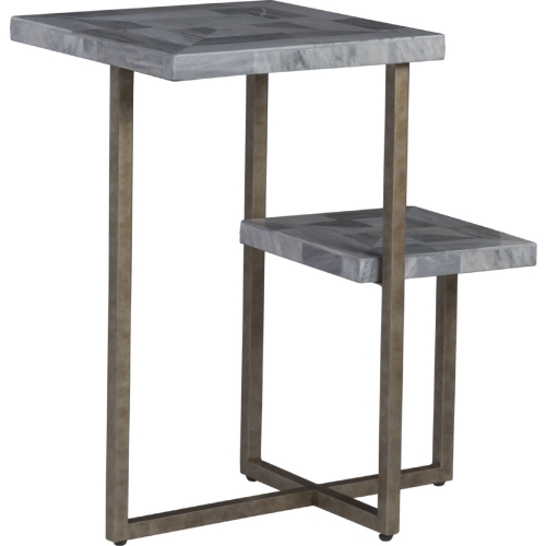 Salvo Tier Spot End Table in Gray Stone & Iron