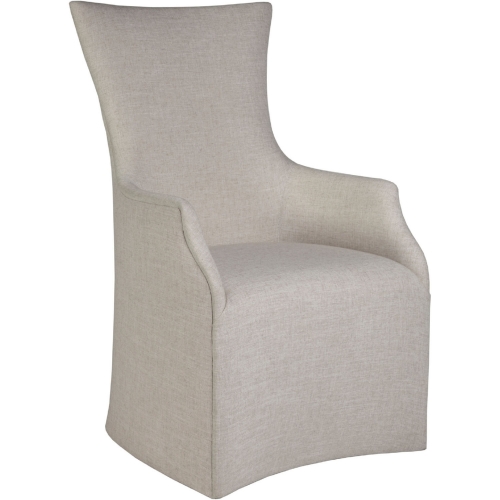 Juliet Dining Arm Chair with Casters in Wheat Fabric (Set of 2)