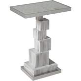 Touche Spot End Table in Faux Horn & Antique Mirror