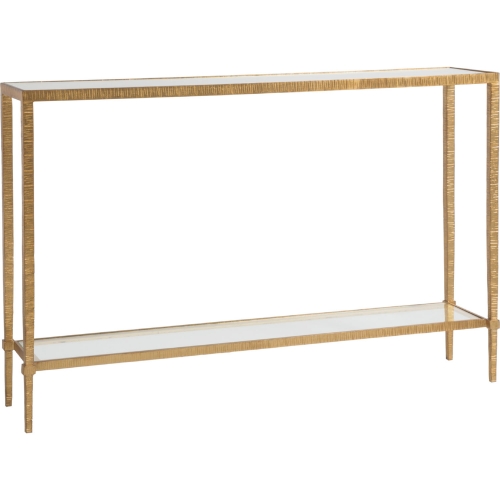 Claret Console Table in Gold Leaf Metal & Glass