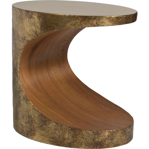 Thornton Oval Side Table in Bronze & Oak Veneer