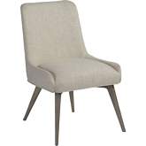 Mila Dining Chair in Brushed Wood & Wheat Fabric (Set of 2)