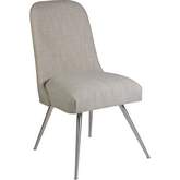Dinah Dining Side Chair in Gray Fabric & Brushed Stainless