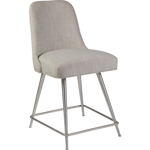 Dinah Swivel Counter Stool in Gray Fabric & Brushed Stainless