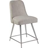 Dinah Swivel Counter Stool in Gray Fabric & Brushed Stainless