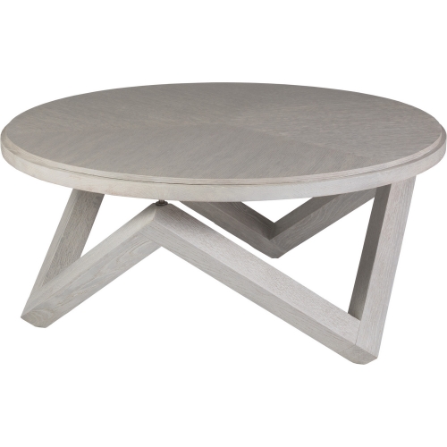 Isoceles Round Cocktail Coffee Table in Sandblasted White Gray Finish