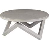 Isoceles Round Cocktail Coffee Table in Sandblasted White Gray Finish