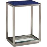 Ultramarine Spot Side Table in Blue Glass & Brushed Stainless
