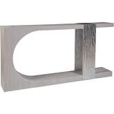 Sereno 72" Console Table in Sandblasted White Gray Oak & Silver Leaf