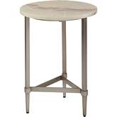 Benton Round Side Table in Amber Onyx & Champagne Leaf Iron