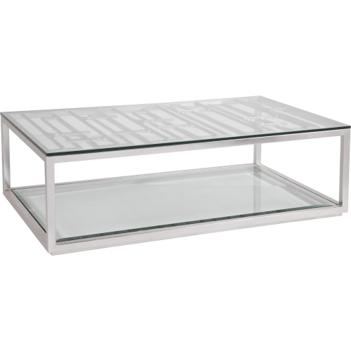 Mar Monte Grate Cocktail Coffee Table in Glass & Silver Leaf Iron
