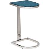 Placido Side Table in Art Glass, Aquamarine Glass & Polished Stainless Steel