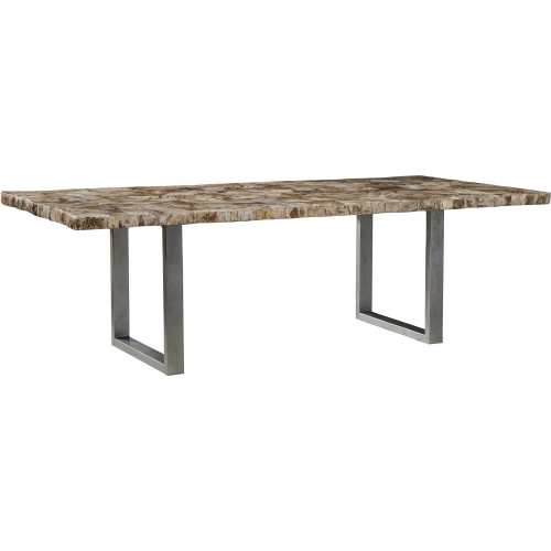 Caldera 88" Dining Table in Live Edge Fossilized White Clam Shell & Iron