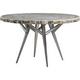 Seamount 50" Round Dining Table in Live Edge Fossilized White Clam Shell & Iron
