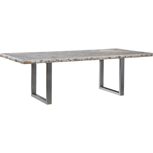 Seamount 84" Dining Table in Live Edge Fossilized White Clam Shell & Iron