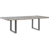 Seamount 84" Dining Table in Live Edge Fossilized White Clam Shell & Iron