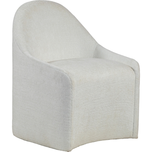 Carly Dining Chair with Casters in White Chenille Performance Fabric