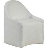 Carly Dining Chair with Casters in White Chenille Performance Fabric