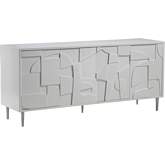 Bardo 68" TV Stand Media Console Table in White Ivory Finish